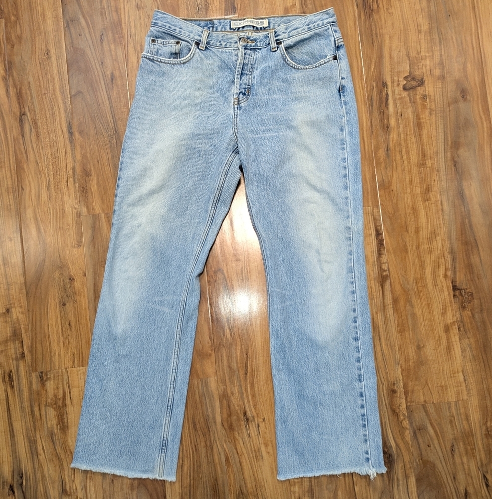 Express Light Blue Straight Leg Jeans